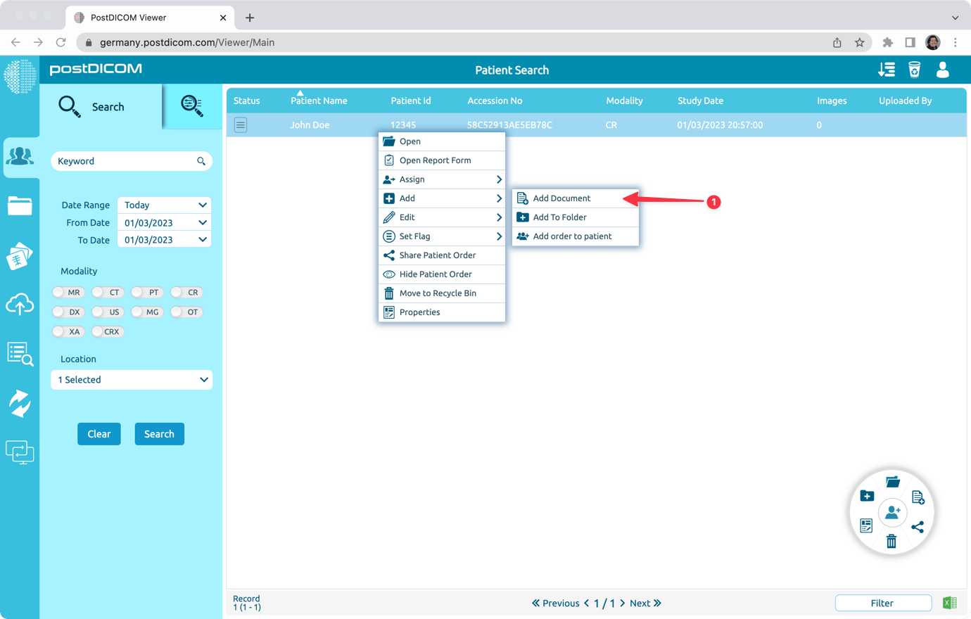 Adding Documents to Patient Orders