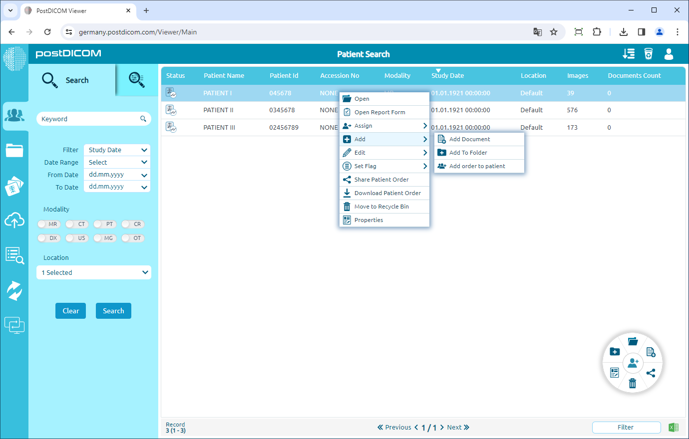 Adding Medical Images to Folders