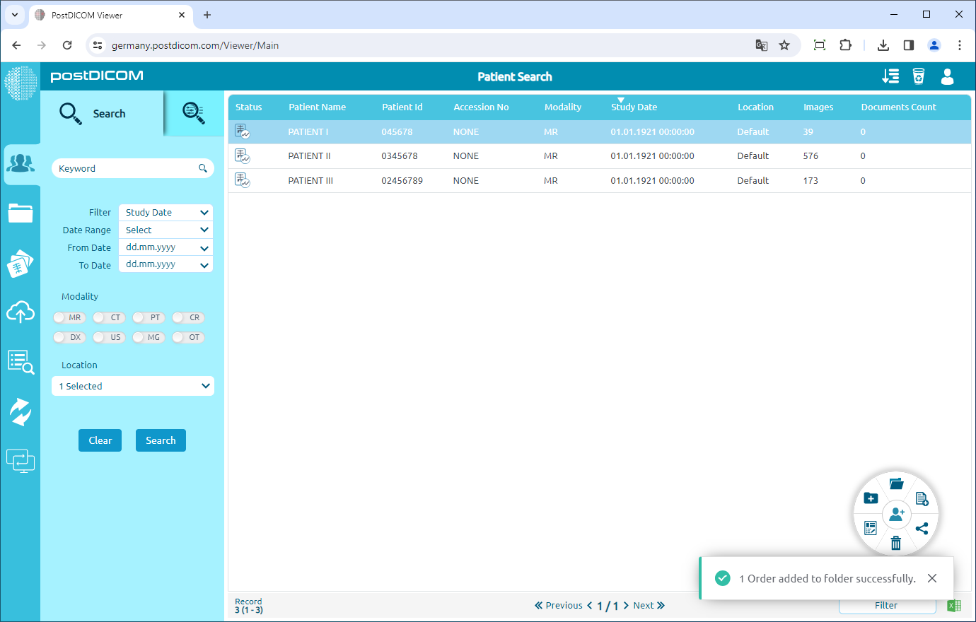 Adding Medical Images to Folders