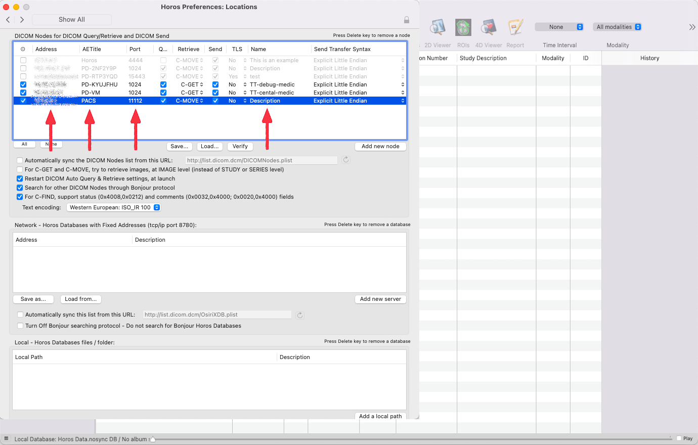 Editing Medical Device Communicator (MeDiC) PACS Server Settings for Windows