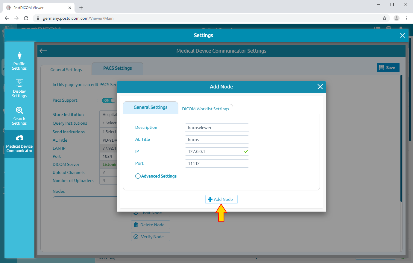 Editing Proxy Pacs Server Settings