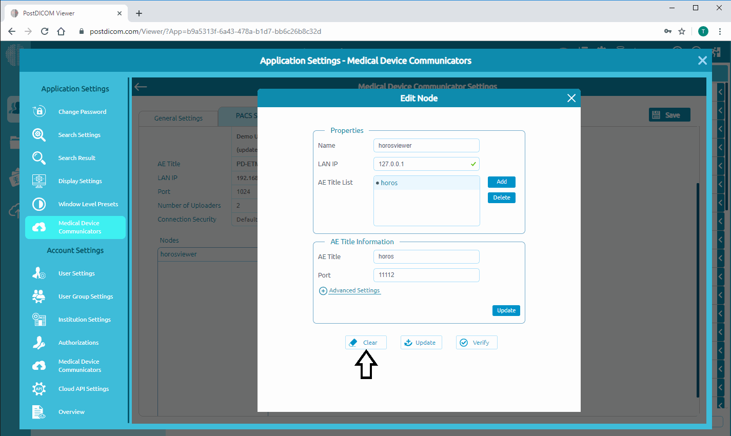 Editing Proxy Pacs Server Settings