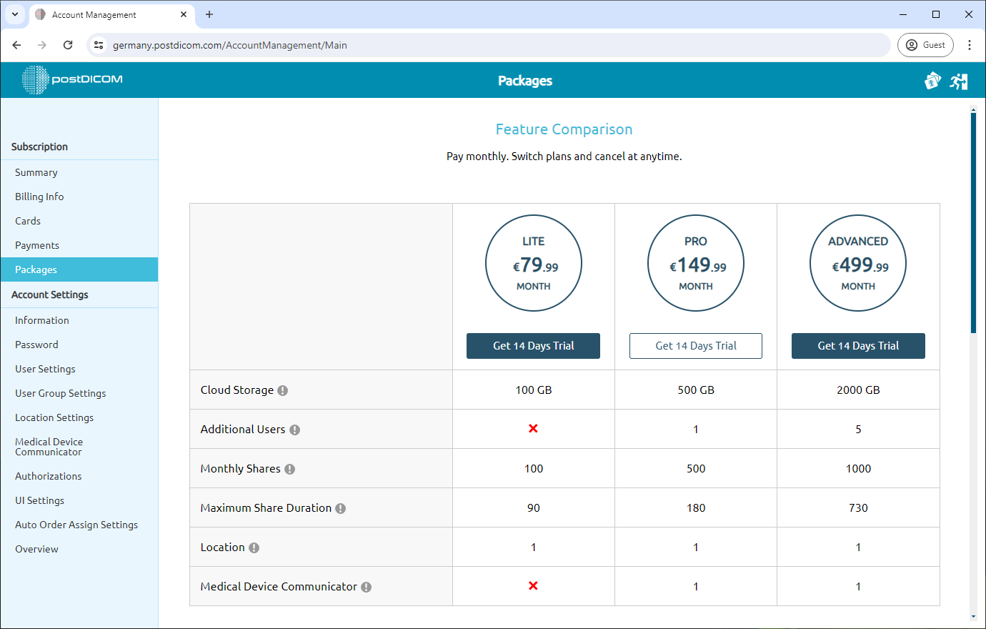 How To Subscribe to PostDICOM's paid plans