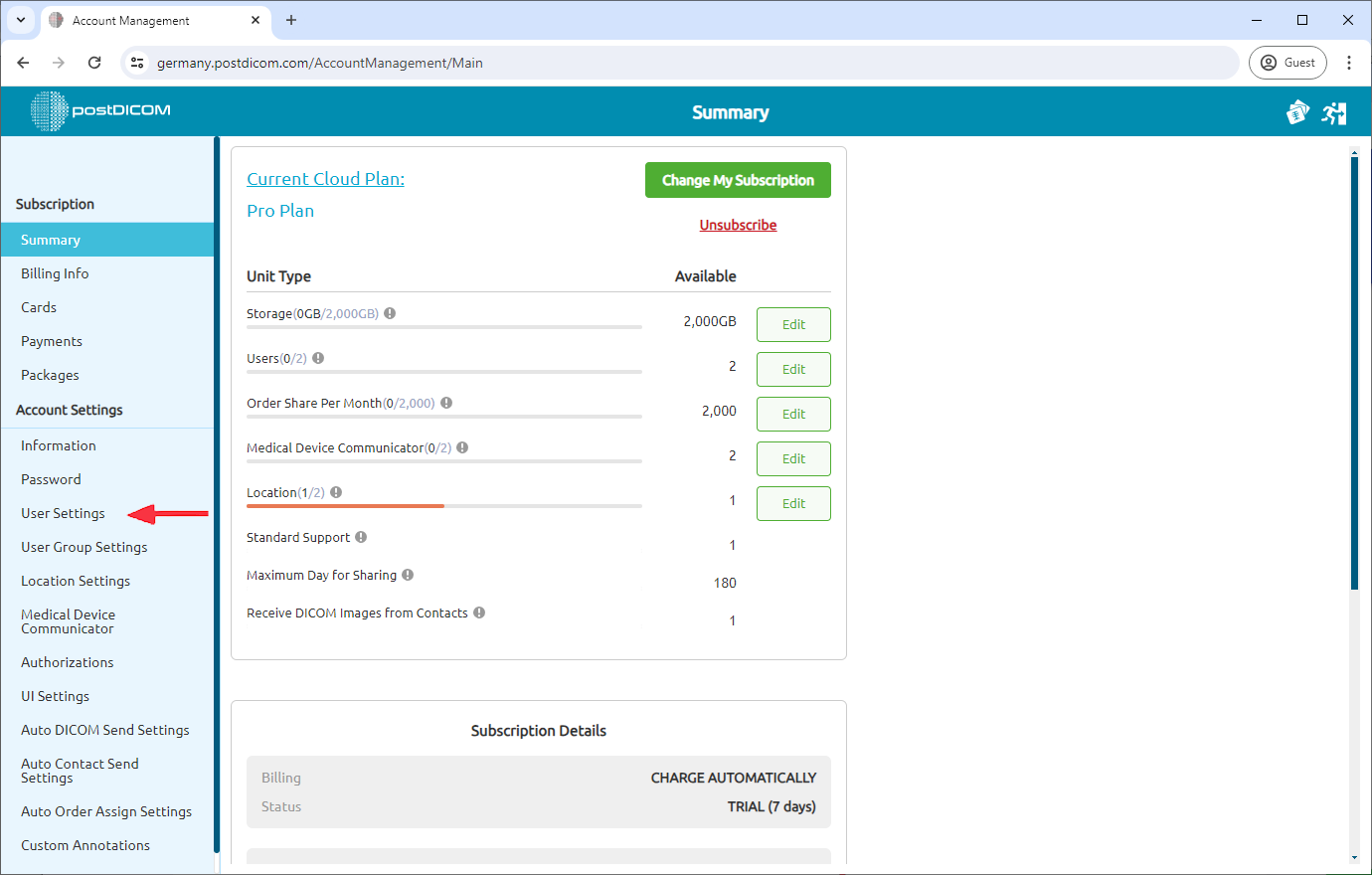 Managing User Settings