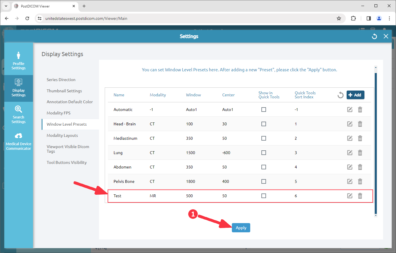 Managing Window Level Presets