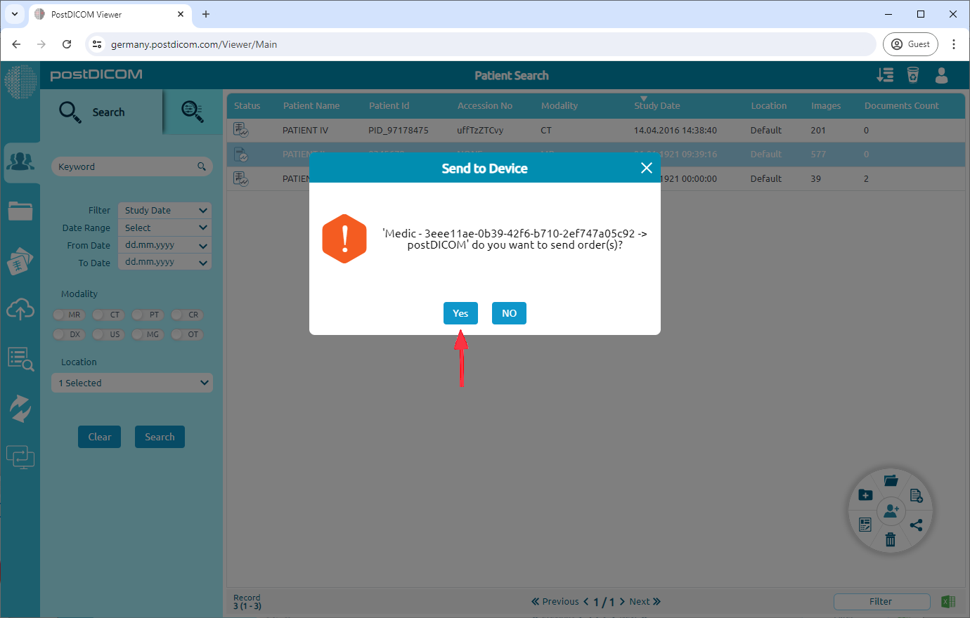 Sending Images To Another PACS System Or DICOM Workstation