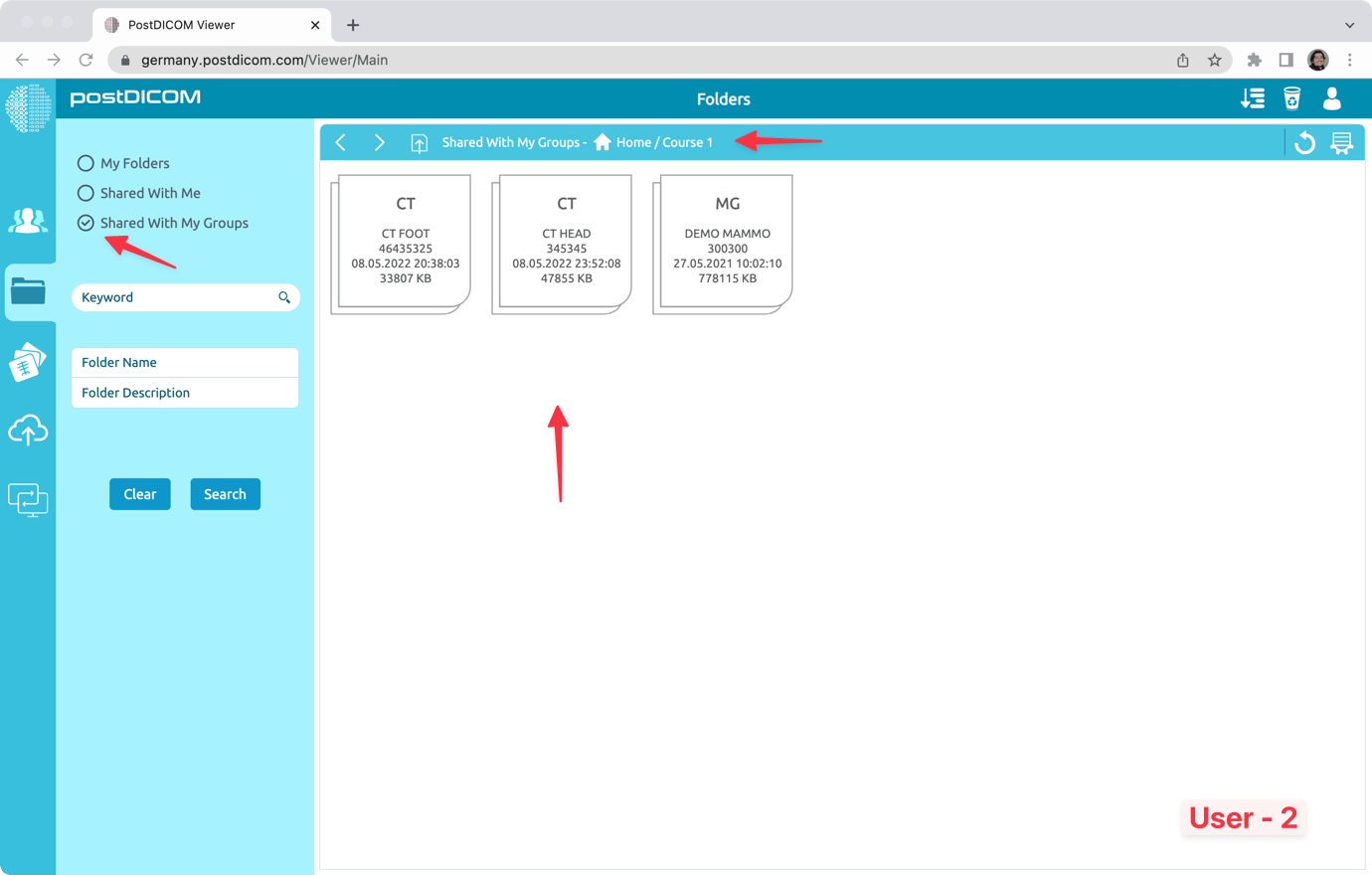 Sharing PostDICOM Folders with Users